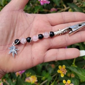 Rose Quartz Black Onyx Cigarette Holder Blunt Clip 420 Accessories Roachclip